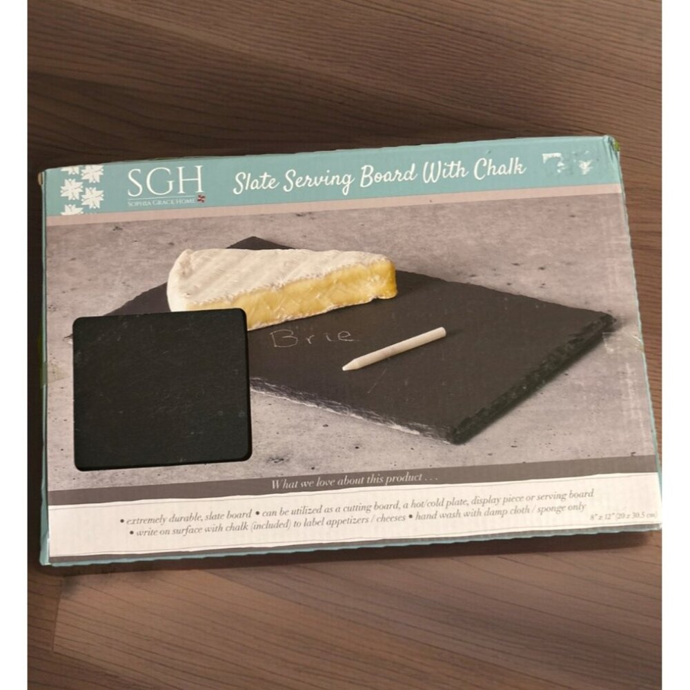Slate Serving Board With Chalk 12"x8" Sophia Grace Home‎ Cheese Platter
